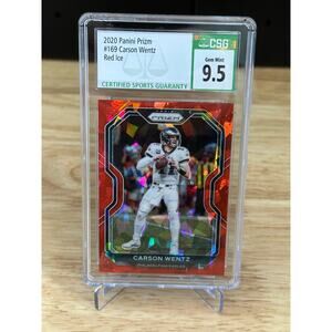 2020 Panini Prizm Carson Wentz Red Ice CSG 9.5